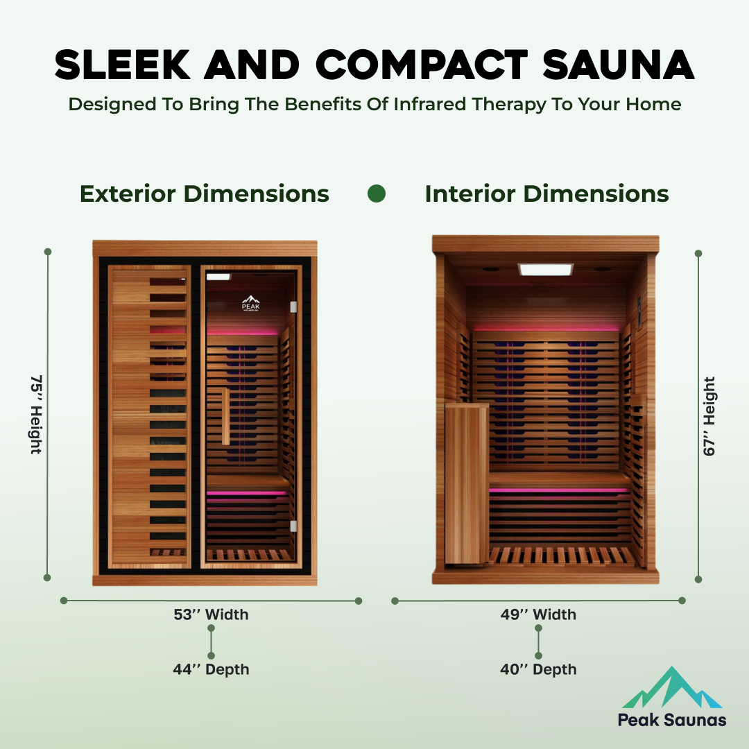 Fuji 2-Person Full Spectrum Infrared Sauna with Full-Body Medical-Grade Red Light Therapy & Smart WiFi App Control