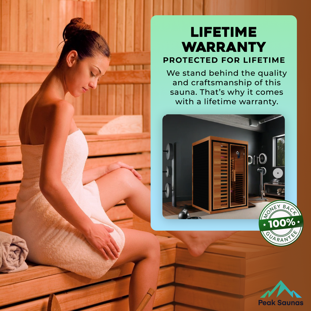 Fuji 2-Person Full Spectrum Infrared Sauna with Full-Body Medical-Grade Red Light Therapy & Smart WiFi App Control