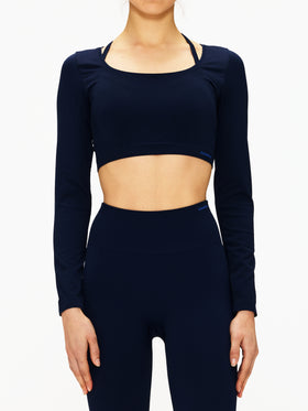Adanola Classic Seamless Open Back Long Sleeve Top