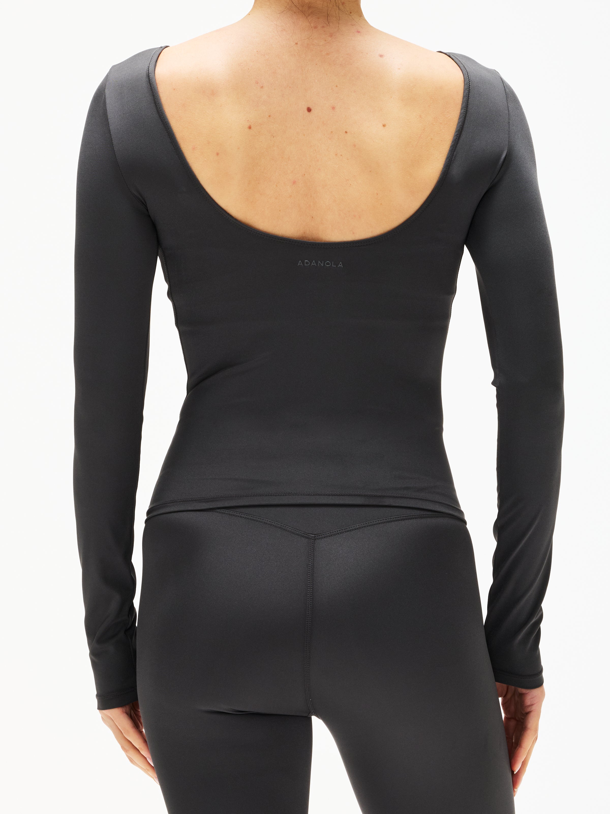 Adanola Ultimate Gloss Long Sleeve Scoop Back Top