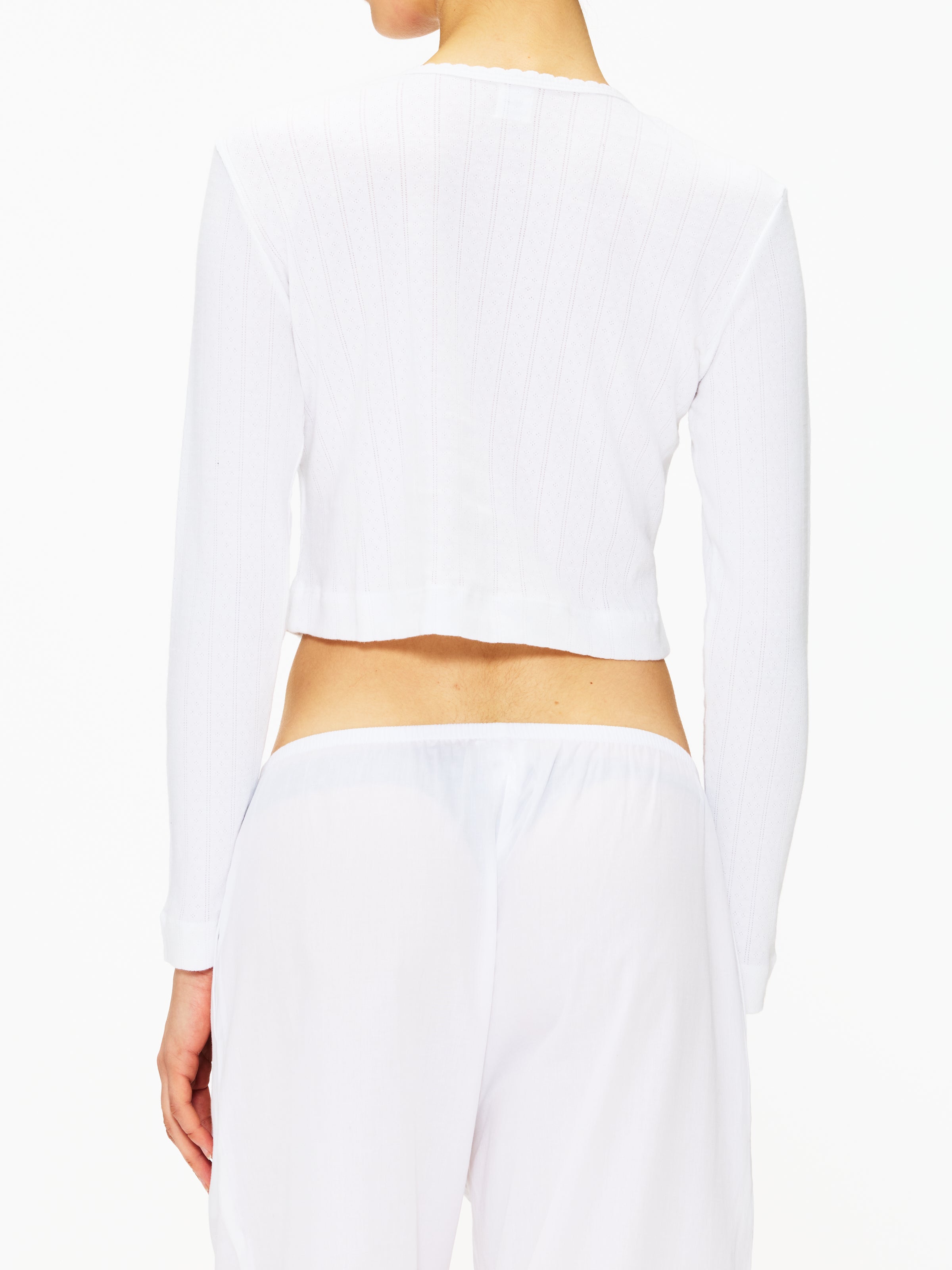 Leset Pointelle Crop Cardigan