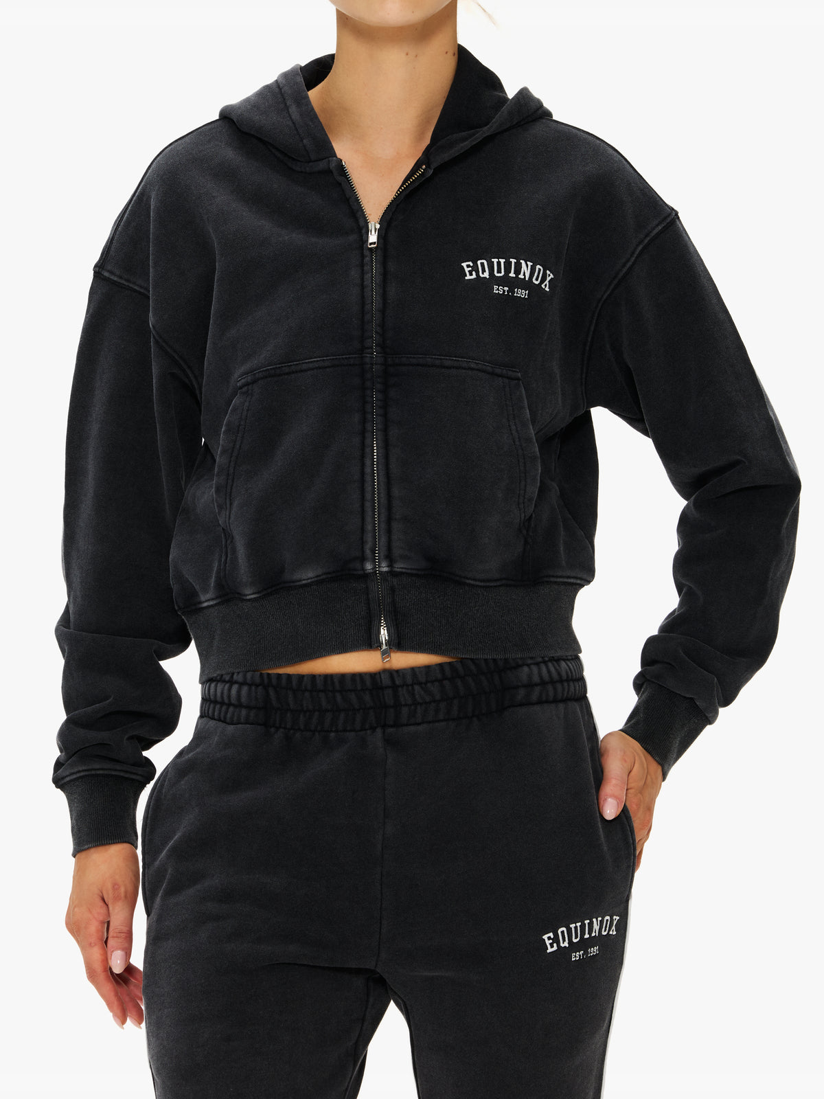 Equinox Vintage Varsity Womens Crop Zip Hoodie