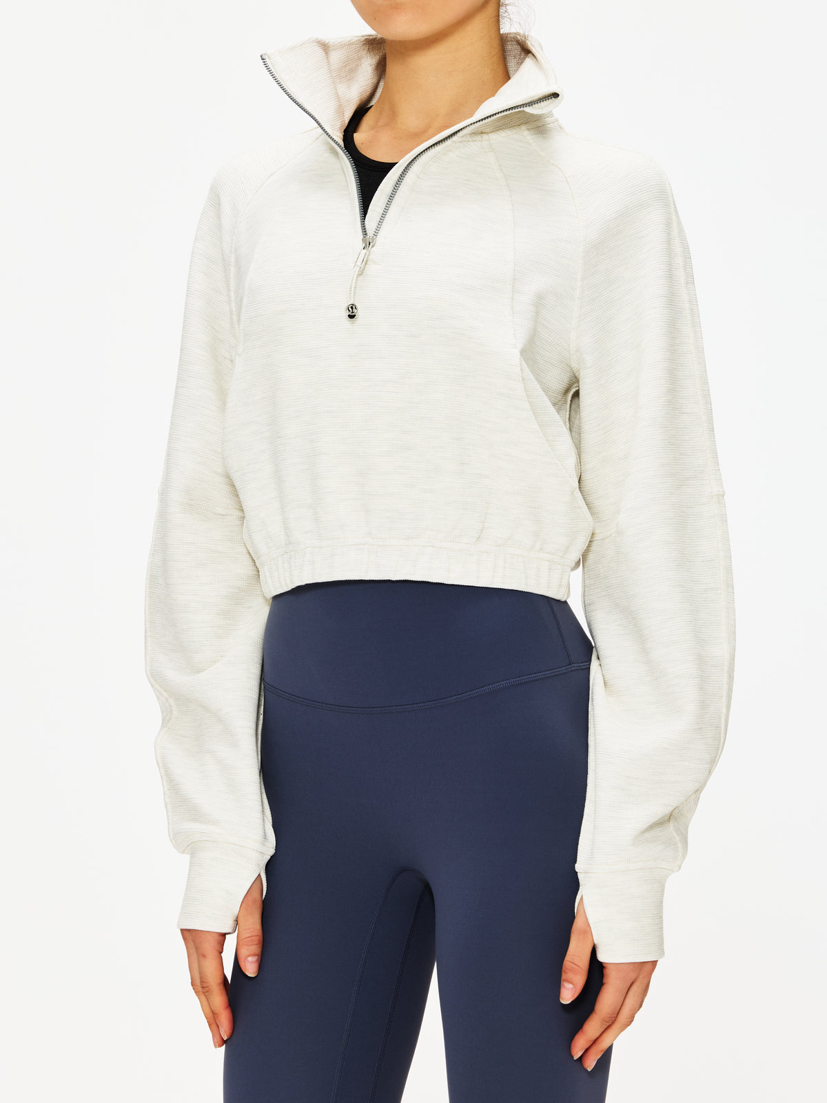 Lululemon Scuba Cropped Funnel Neck Half Zip Waffle