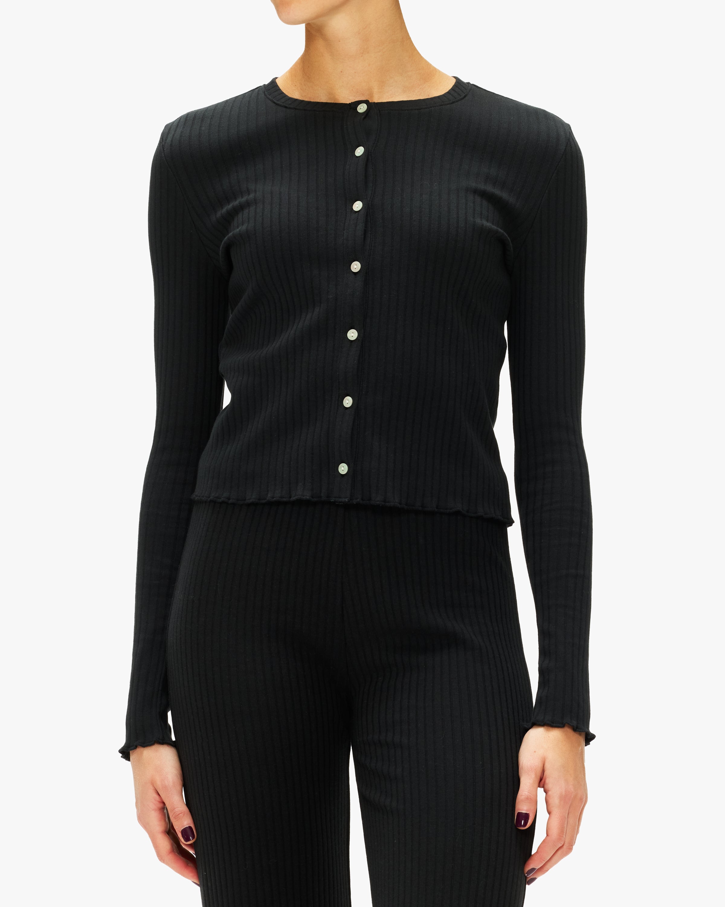 Goldie Wide Rib Long Sleeve Crop Cardi