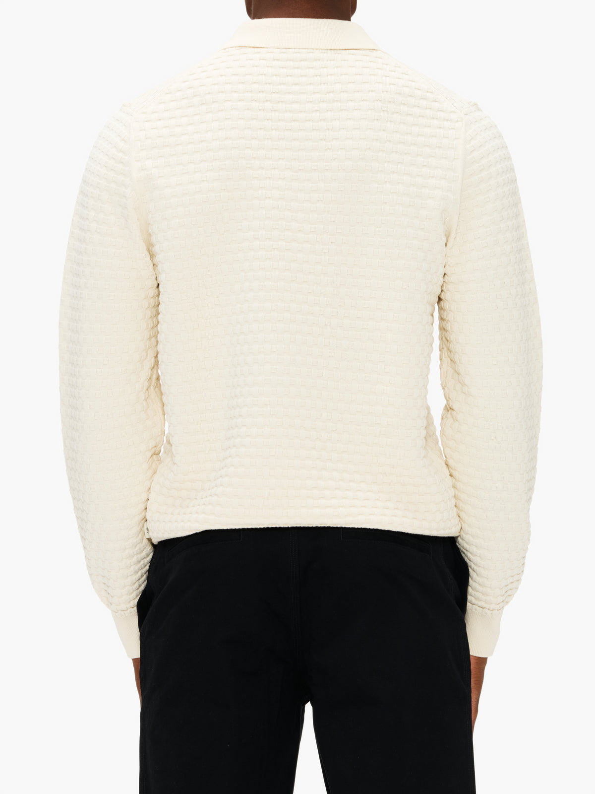Les Deux Check Structure Knitted Long Sleeve Polo