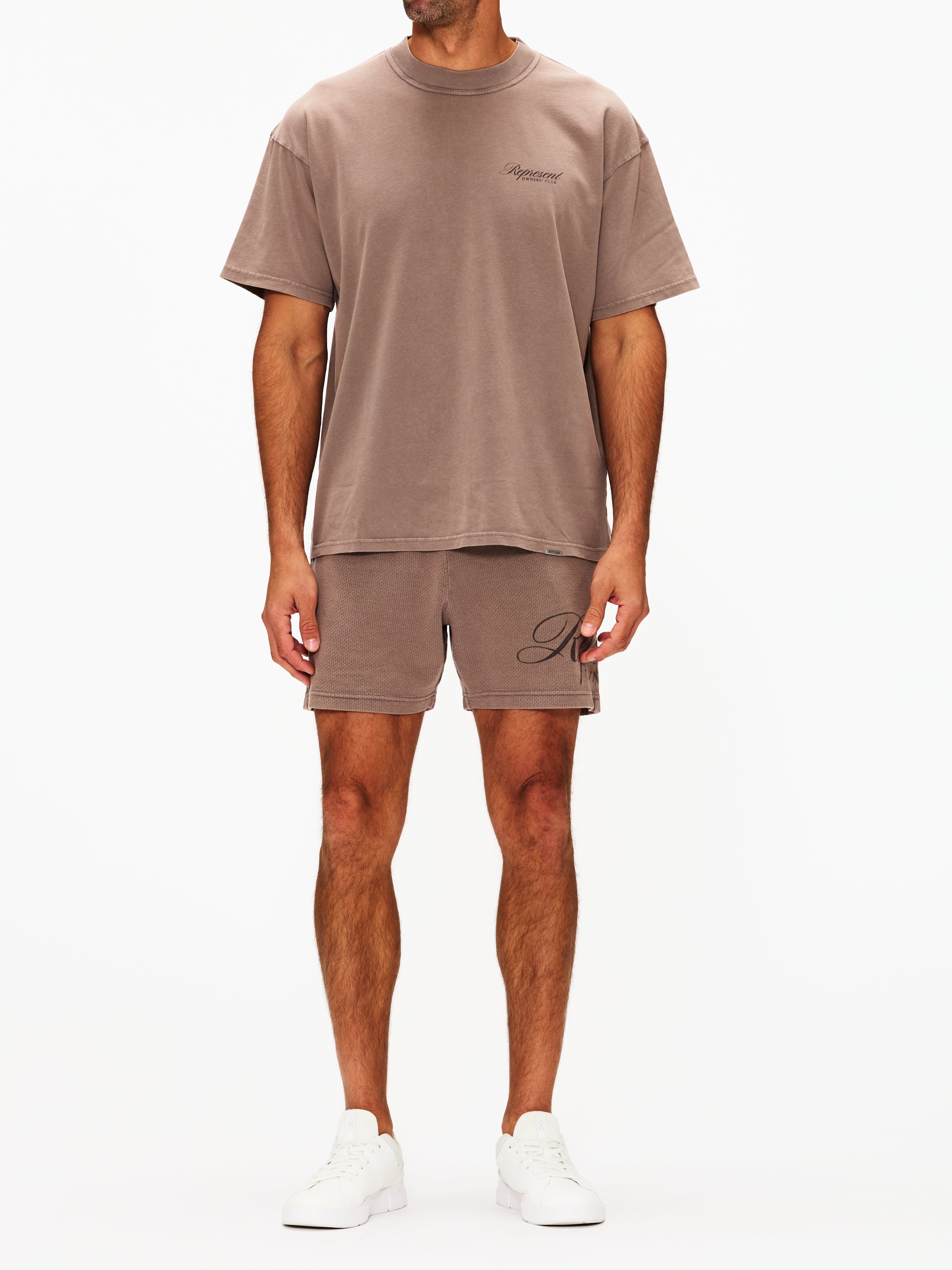 Represent Owners Club Script Mesh Shorts