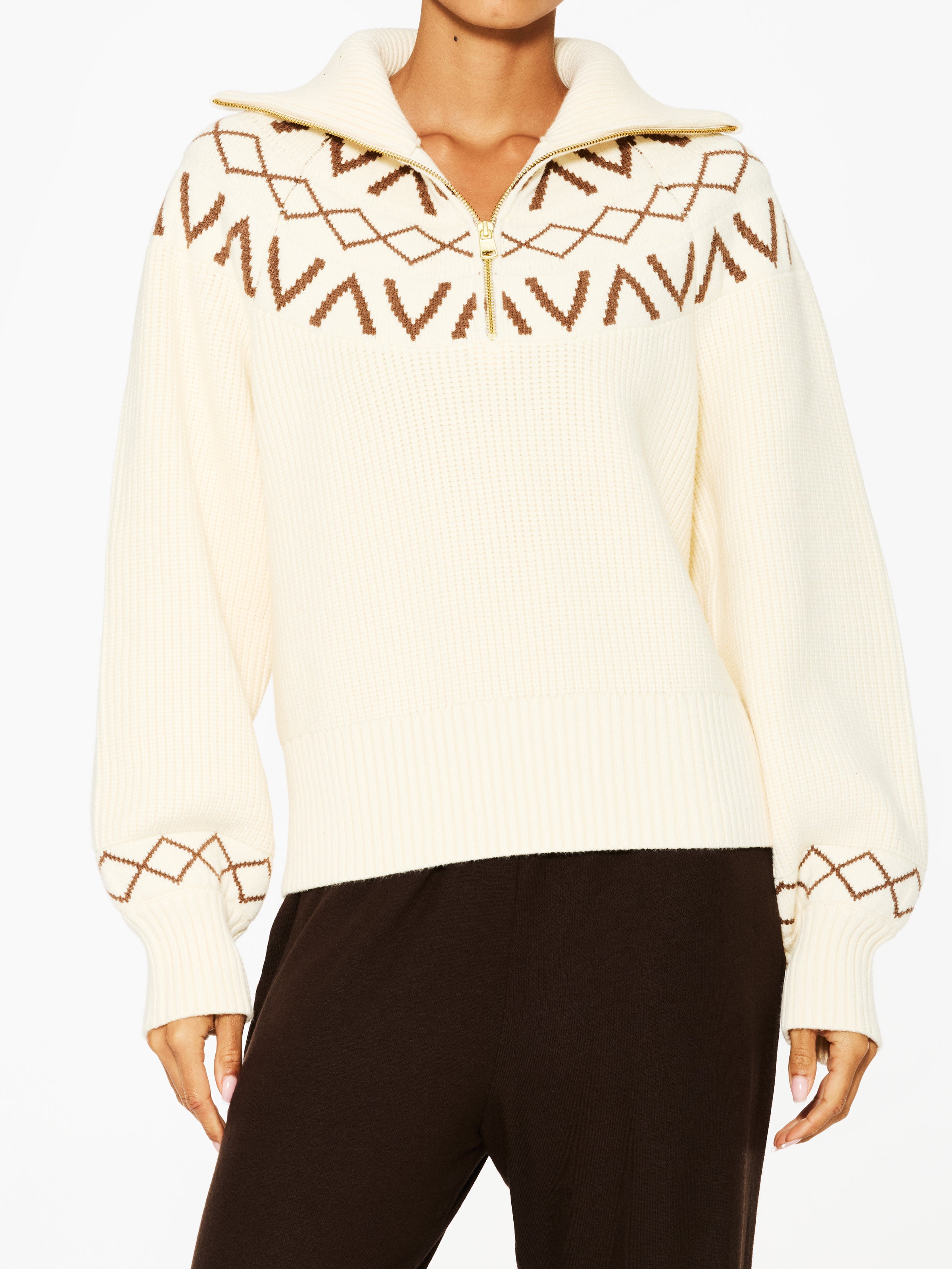 Varley Sigrid Fairisle Half Zip Knit