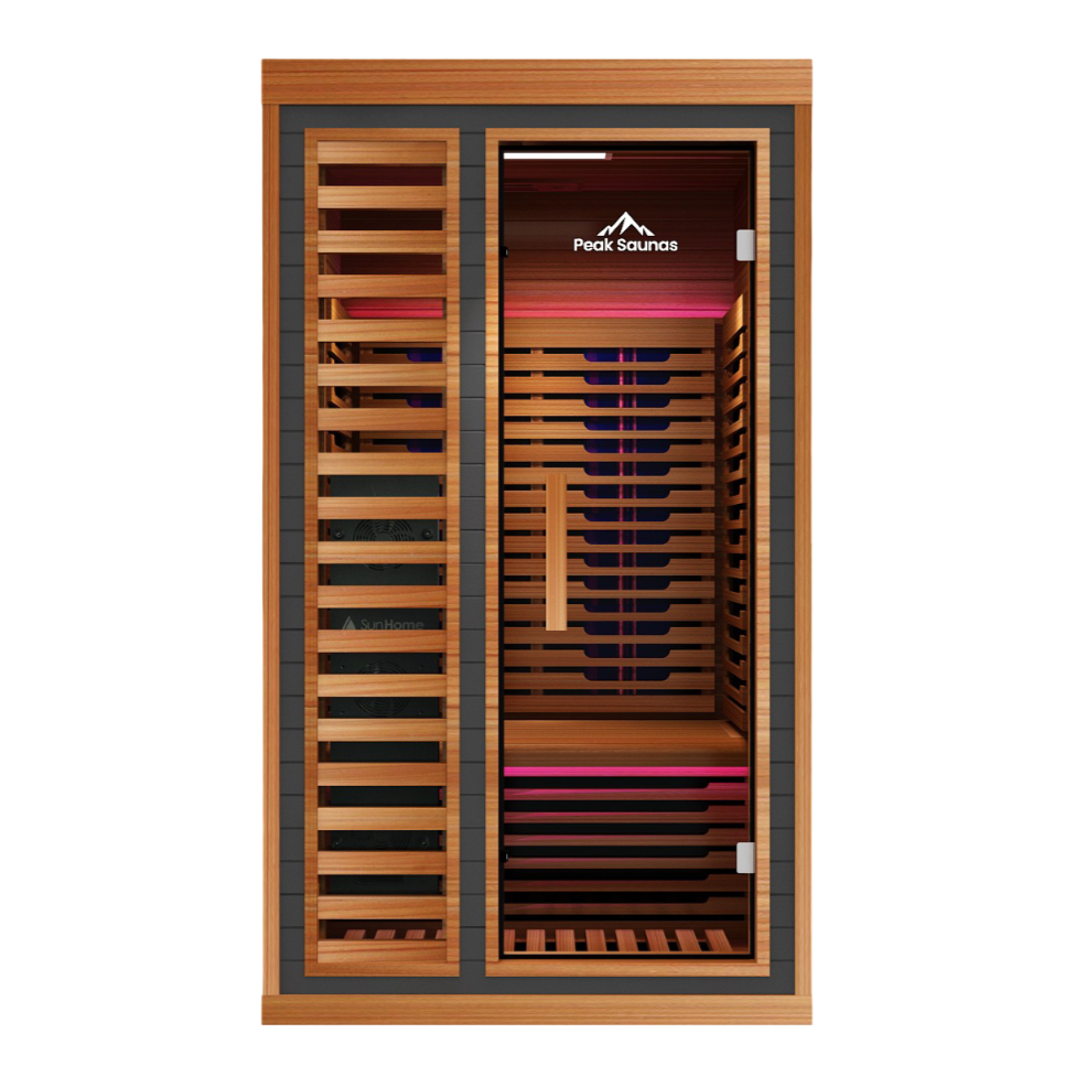 Rainier 1-Person Full Spectrum Infrared Sauna with Full-Body Medical-Grade Red Light Therapy & Smart WiFi App Control