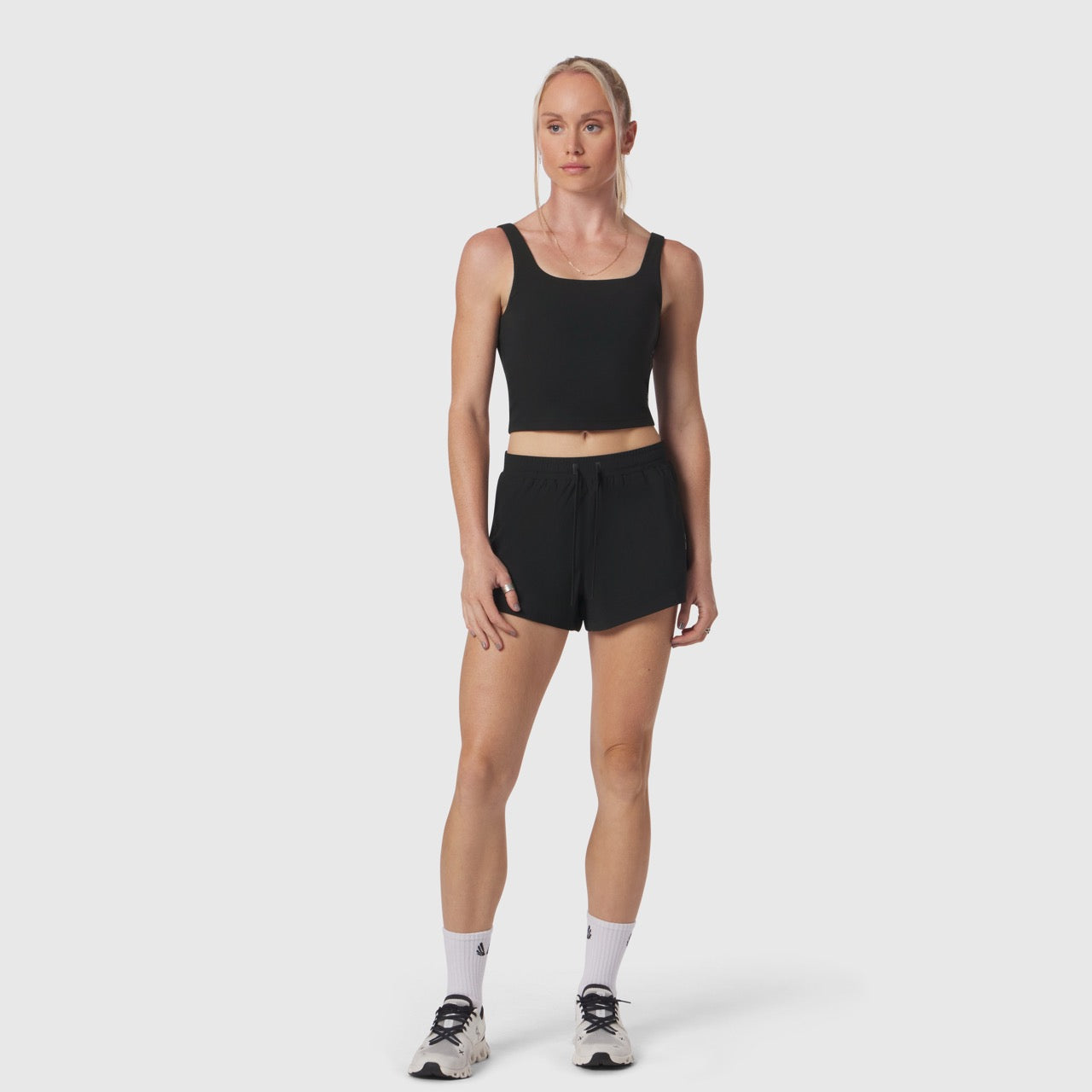 W022. LYCRA® 2-in-1 Tank Top - Black
