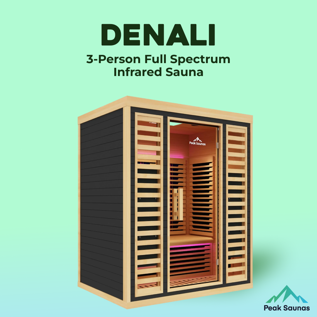 Denali 3-Person Full Spectrum Infrared Sauna with Full-Body Medical-Grade Red Light Therapy & Smart WiFi App Control