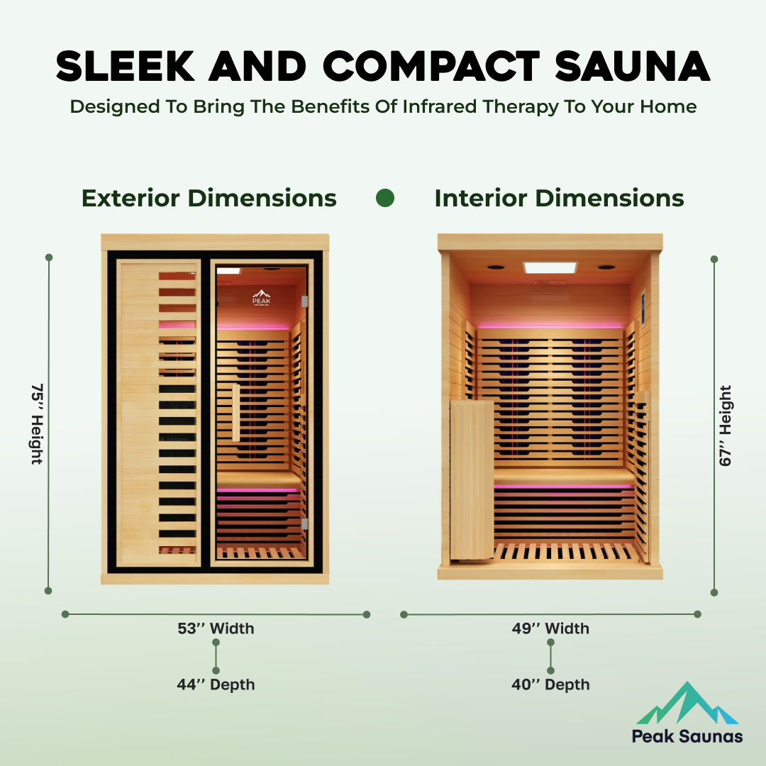 Everest 2-Person Full Spectrum Infrared Sauna with Full-Body Medical-Grade Red Light Therapy & Smart WiFi App Control