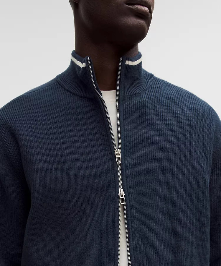 Lululemon Cotton-Blend Knit Full-Zip Sweater