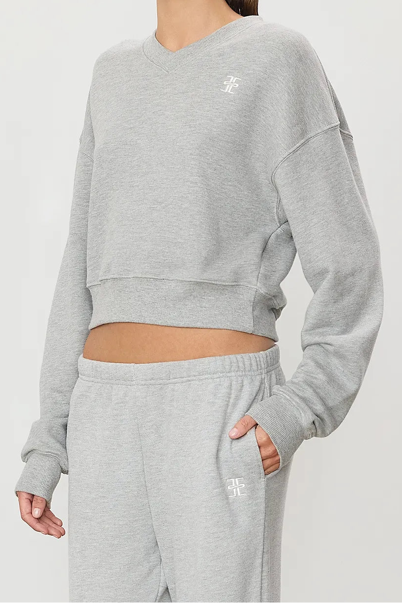 Eterne Cropped V-Neck Sweatshirt