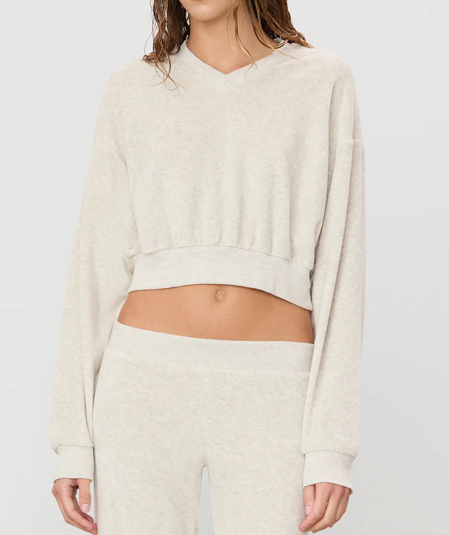 Eterne Cropped V-Neck Sweatshirt