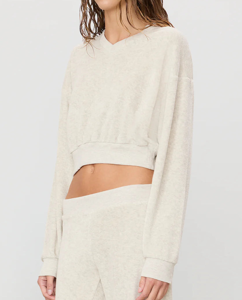 Eterne Cropped V-Neck Sweatshirt