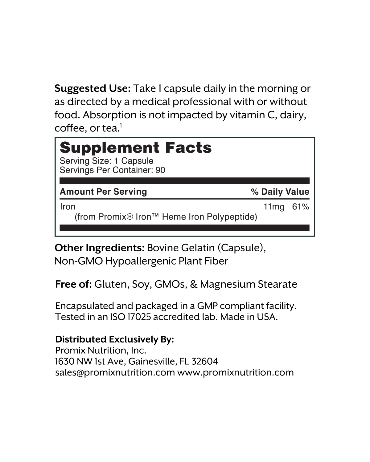 Promix Nutrition Iron (Heme Iron Polypeptide)
