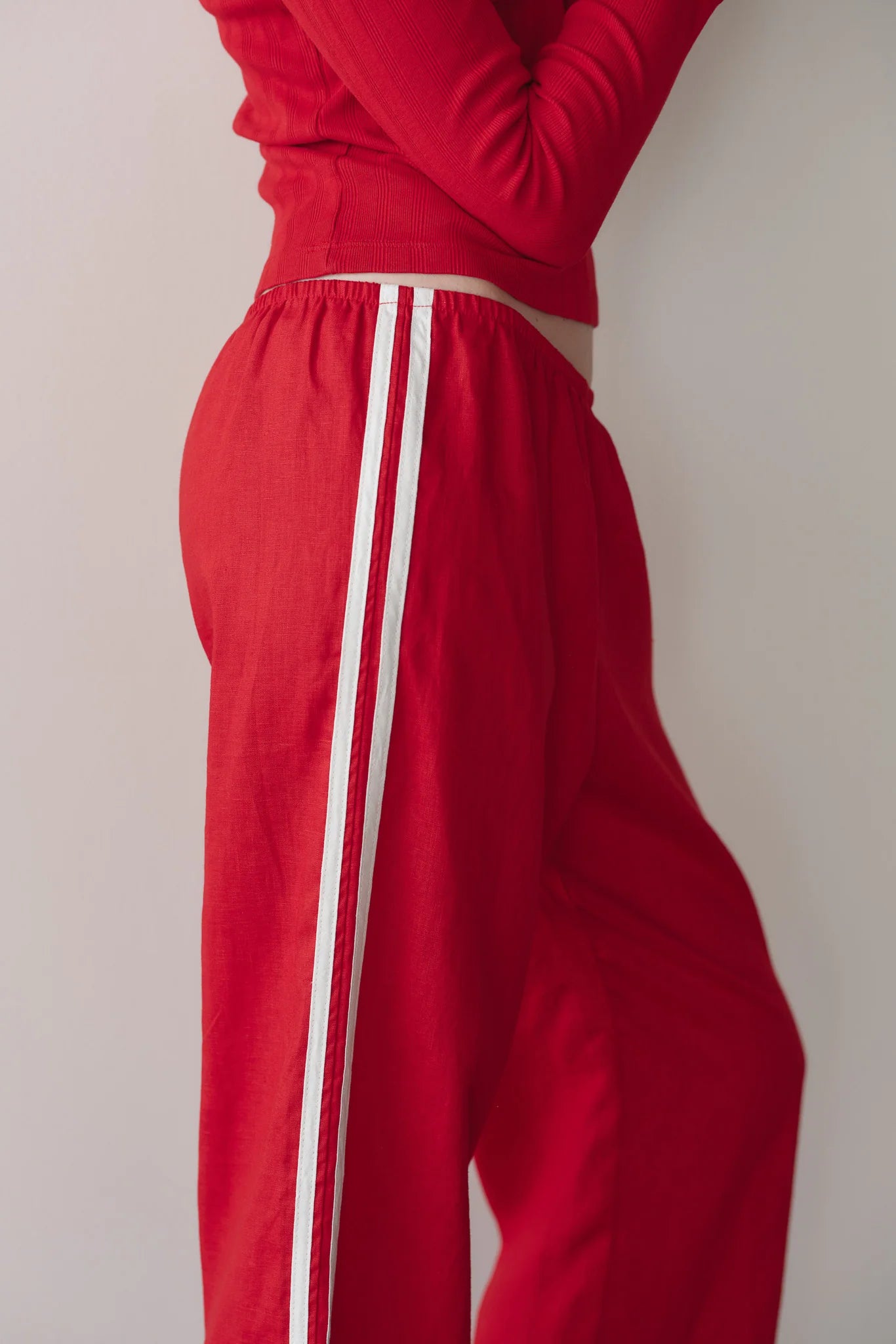 Donni The Linen Crop Racer Stripe Pant