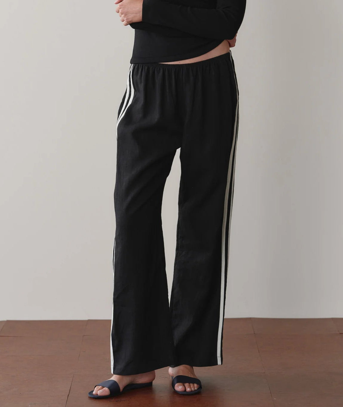 Donni The Linen Crop Racer Stripe Pant