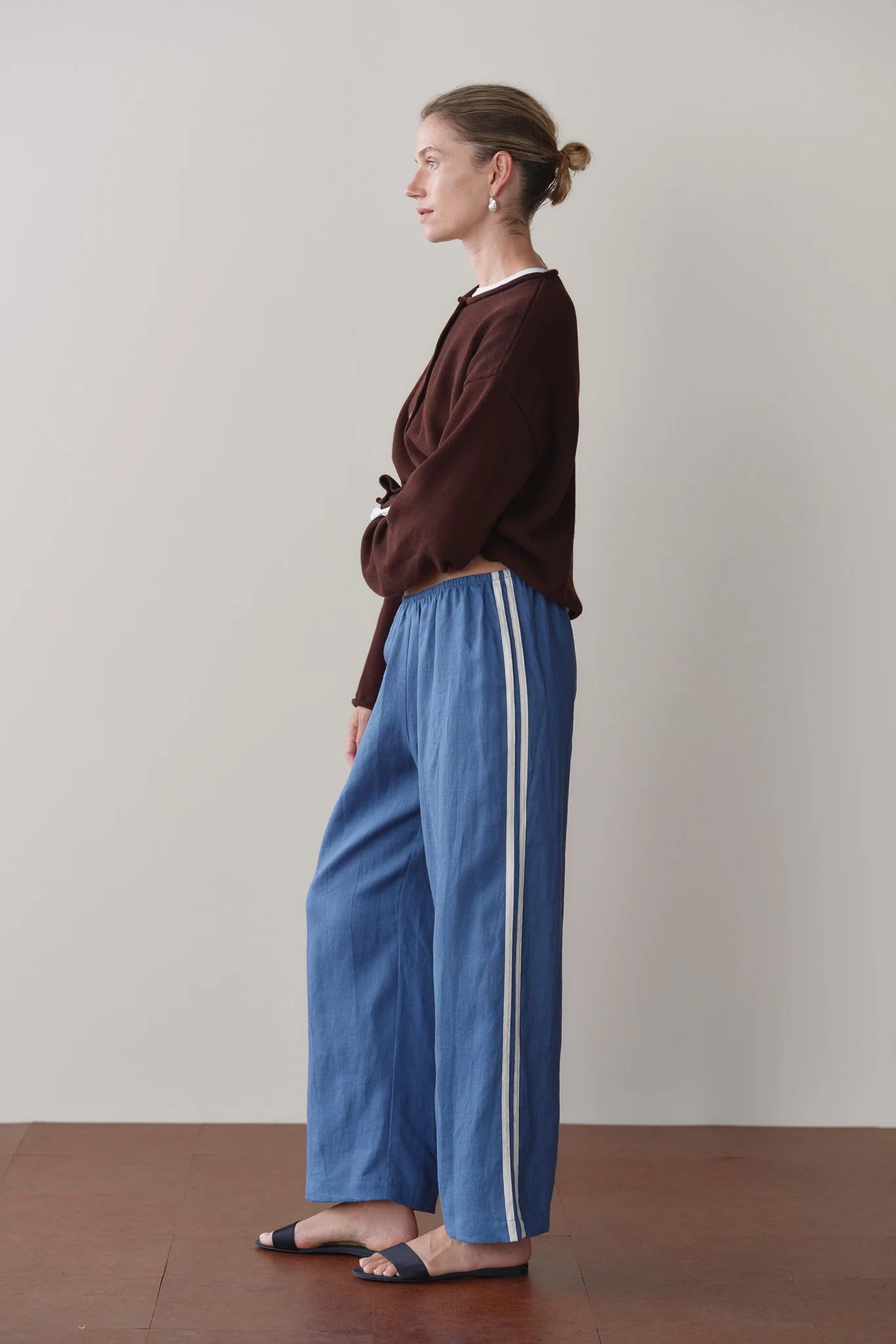 Donni The Linen Crop Racer Stripe Pant